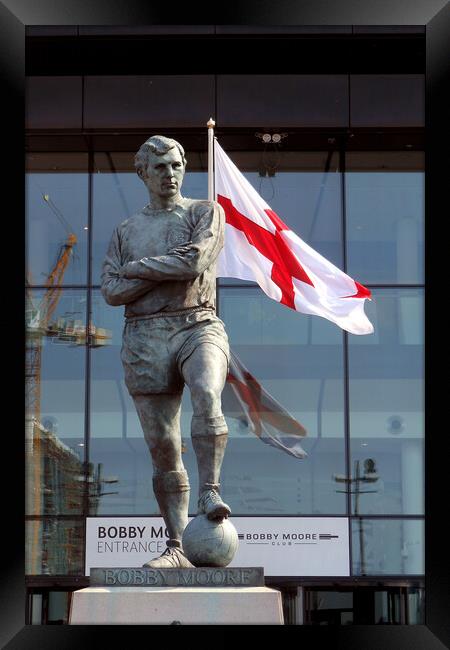 Bobby Moore Statue England Flag Wembley Stadium Framed Print by Andy Evans Photos