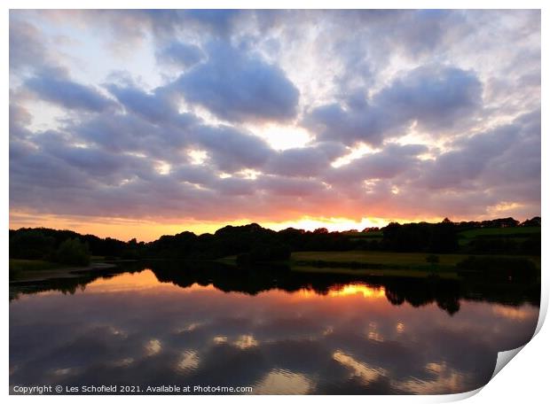 Sunset reflection  Print by Les Schofield