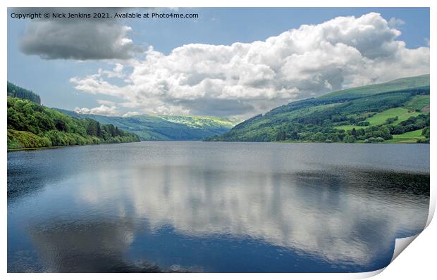 Talybont Reservoir Reflections Brecon Beacons Print by Nick Jenkins