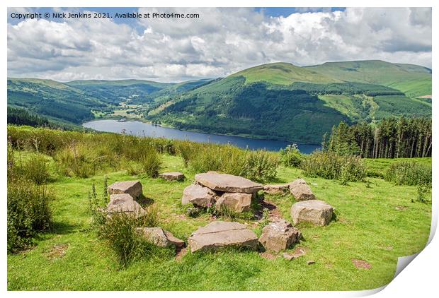 Talybont Reservoir Valley Central Brecon Beacons Print by Nick Jenkins
