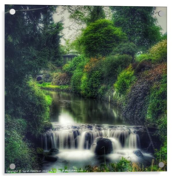 Buxton park gardens, River Wye Acrylic by Sarah Paddison