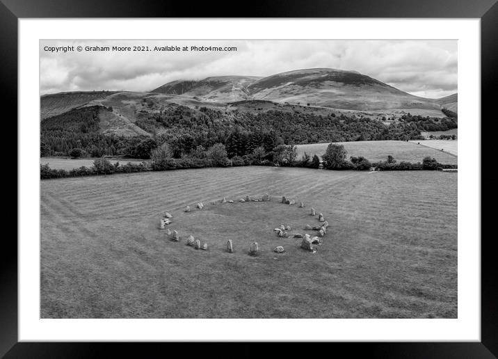 Castlerigg and Skiddaw monochrome Framed Mounted Print by Graham Moore