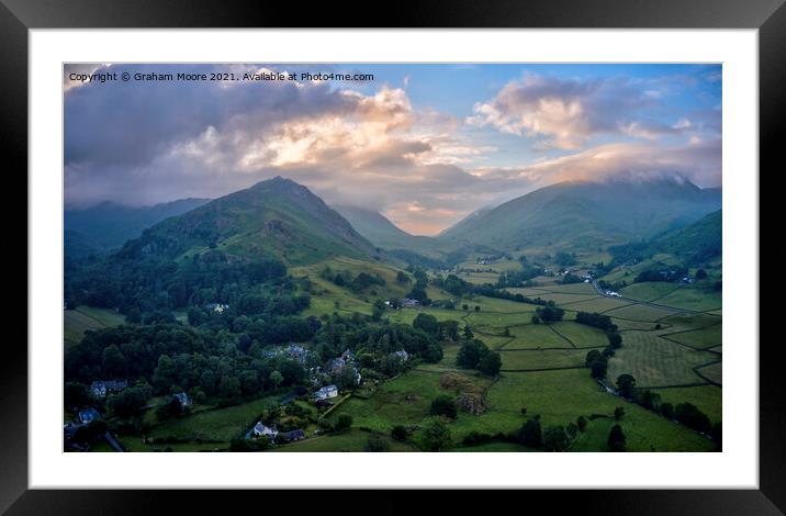Helm Crag and Dunmail Raise sunset Framed Mounted Print by Graham Moore