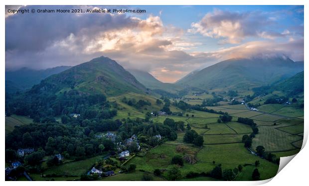 Helm Crag and Dunmail Raise sunset Print by Graham Moore