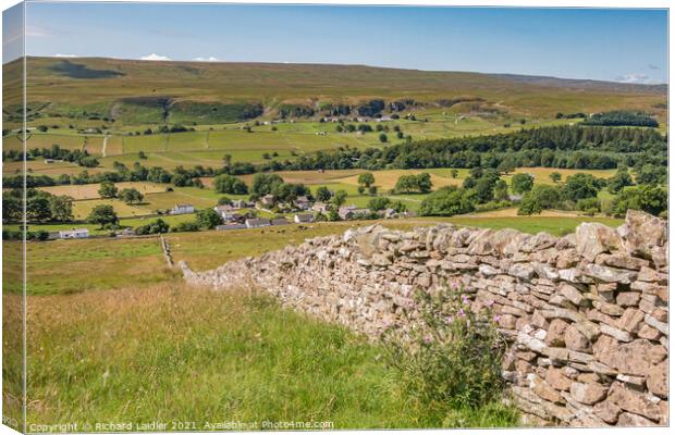 Down to Newbiggin and Holwick, Teesdale in Summer Canvas Print by Richard Laidler