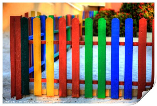 Colourful Caribbean fence Print by Eti Reid
