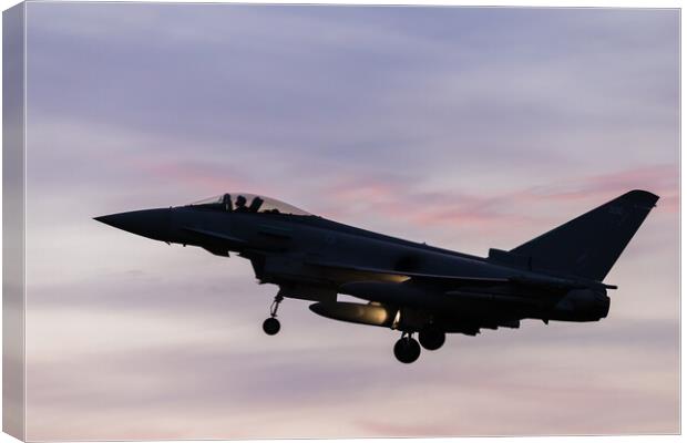 RAF Typhoon landing at sunset Canvas Print by Jason Wells