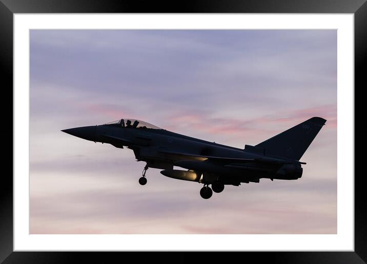 RAF Typhoon landing at sunset Framed Mounted Print by Jason Wells