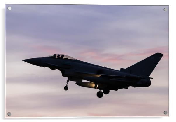 RAF Typhoon landing at sunset Acrylic by Jason Wells