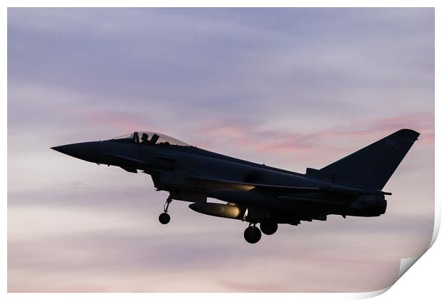 RAF Typhoon landing at sunset Print by Jason Wells