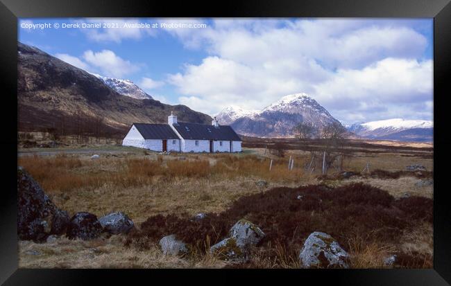 Black Rock Cottage in Winter, Glencoe, Scotland Framed Print by Derek Daniel