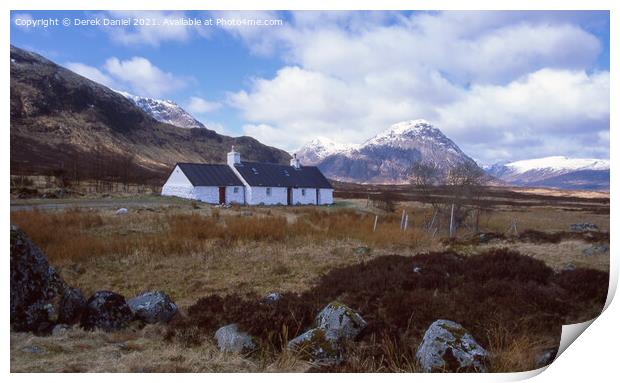 Black Rock Cottage in Winter, Glencoe, Scotland Print by Derek Daniel