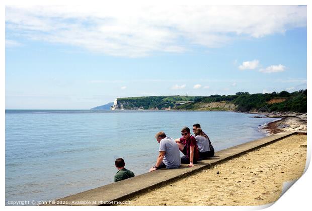 Whitecliff bay on the isle of Wight Print by john hill