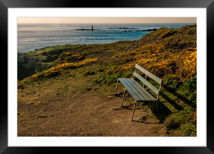 The green bench. Framed Mounted Print by George de Putron