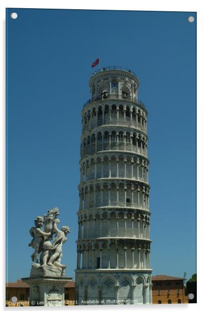 The Iconic Leaning Tower of Pisa Acrylic by Les Schofield