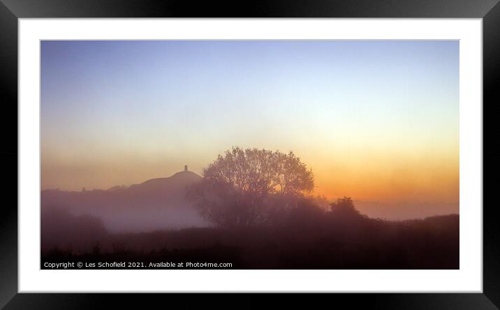 Enchanting Glastonbury Sunrise Framed Mounted Print by Les Schofield
