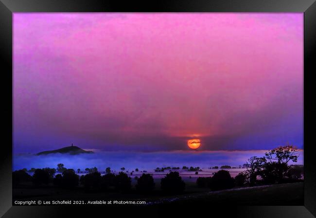 Sunrise at Glastonbury  Framed Print by Les Schofield