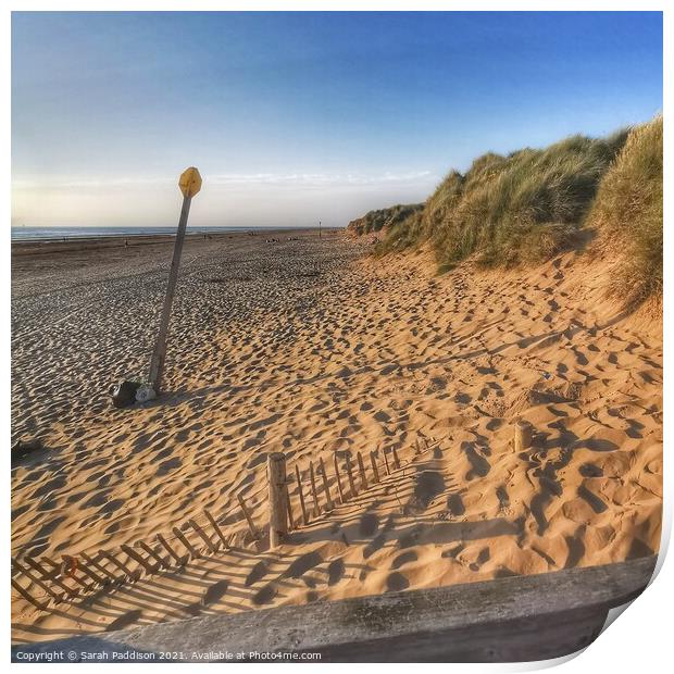 Formby beach and sand dunes Print by Sarah Paddison
