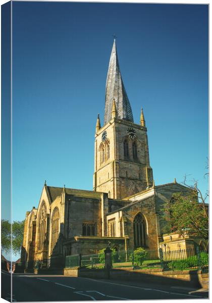The Crooked Spire in Chesterfield  Canvas Print by Michael South Photography