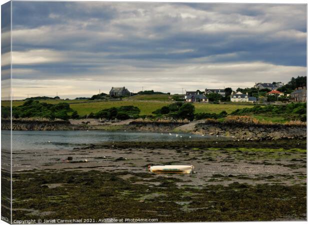 Isle of Whithorn at Low Tide Canvas Print by Janet Carmichael