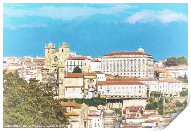 A View Of Old Porto Print by Ian Lewis