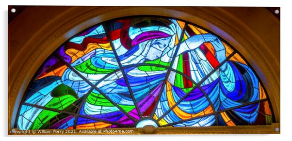 Mary Stained Glass Basilica of Lady of Rosary Fatima Portugal Acrylic by William Perry