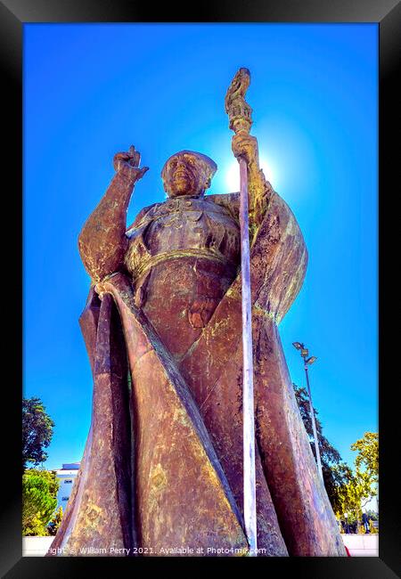 D Jose Alves Correia Da Silva Statue Basilica of Lady Rosary Por Framed Print by William Perry
