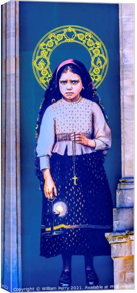 Jacinta Banner 100th Anniversary Appearances  Lady Rosary Fatima Canvas Print by William Perry