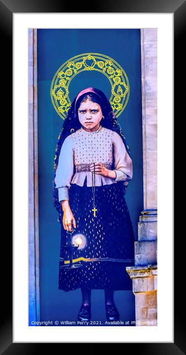 Jacinta Banner 100th Anniversary Appearances  Lady Rosary Fatima Framed Mounted Print by William Perry