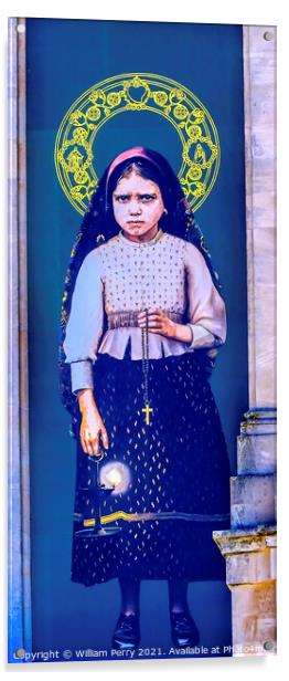 Jacinta Banner 100th Anniversary Appearances  Lady Rosary Fatima Acrylic by William Perry