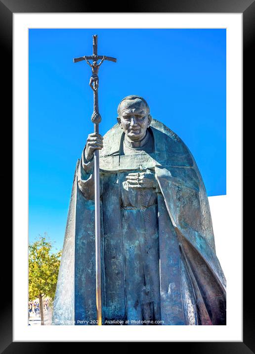 Pope John Paul II Statue Basilica of Lady of Rosary Fatima Portu Framed Mounted Print by William Perry