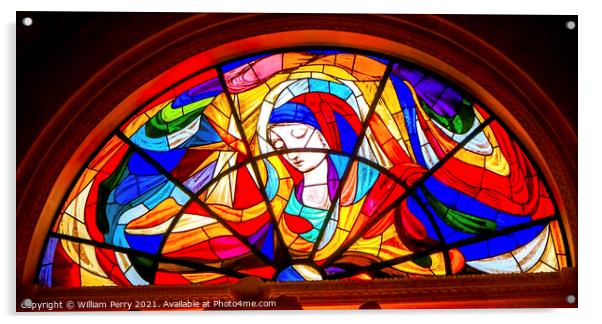 Mary Stars Stained Glass Basilica of Lady of Rosary Fatima Portu Acrylic by William Perry