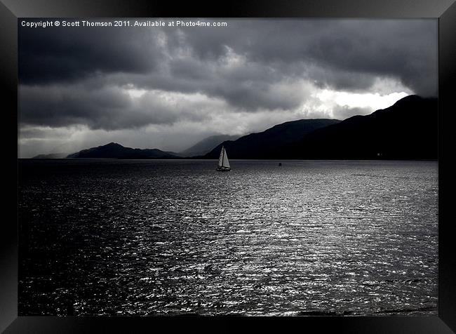 Boat in a storm Framed Print by Scott Thomson