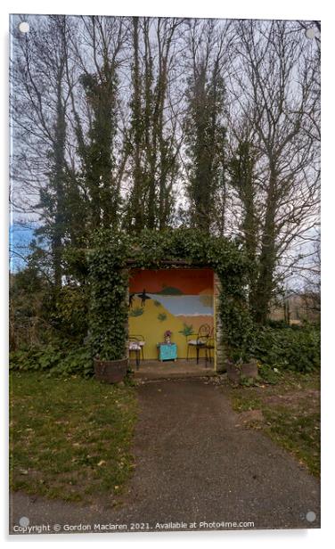 Bus Stop, Fowey, Cornwall Acrylic by Gordon Maclaren