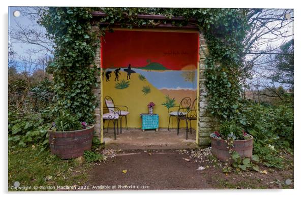 Bus Stop, Fowey, Cornwall  Acrylic by Gordon Maclaren