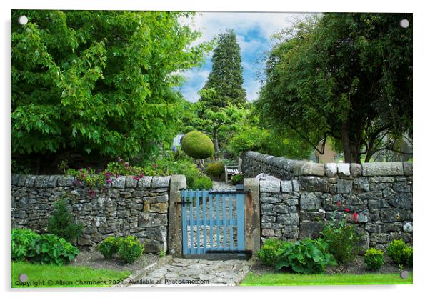 Cottage Garden Gate Acrylic by Alison Chambers