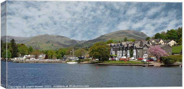  Ambleside Lake Windermere Panoramic Canvas Print by Diana Mower