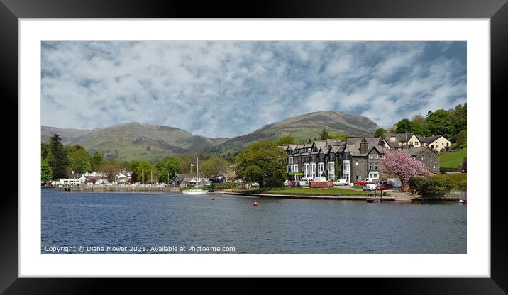  Ambleside Lake Windermere Panoramic Framed Mounted Print by Diana Mower