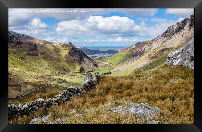 Stunning View Down Nantlle Valley Snowdonia Wales Framed Print by Pearl Bucknall