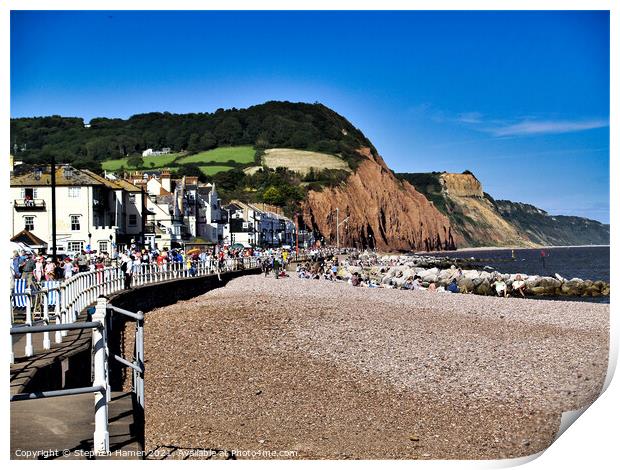 Sunny Sidmouth Print by Stephen Hamer