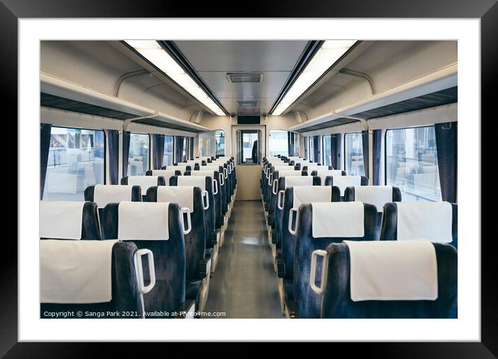 Inside of the train Framed Mounted Print by Sanga Park