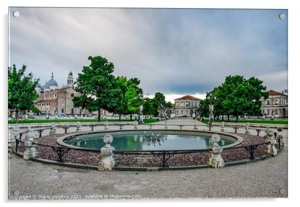 Fountain in Prato della Valle square in Padova, Italy. Acrylic by Maria Vonotna