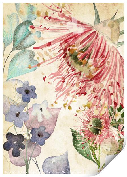 Vintage Floral Bloom Print by Elaine Young