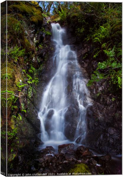 Nedd waterfall  Canvas Print by john cruttenden