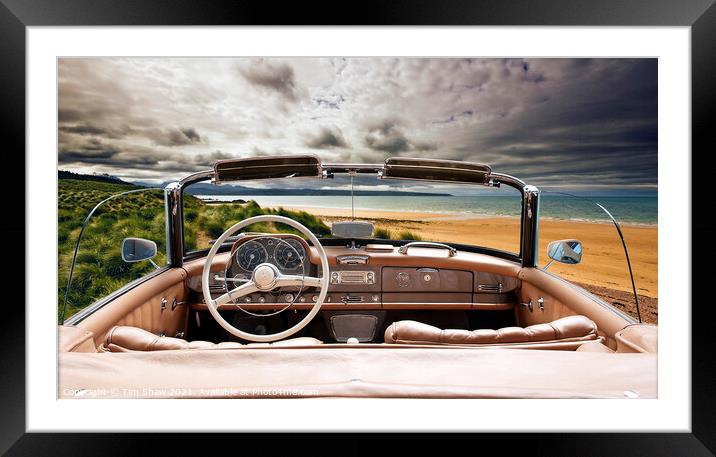 Beach from open top car Framed Mounted Print by Tim Shaw