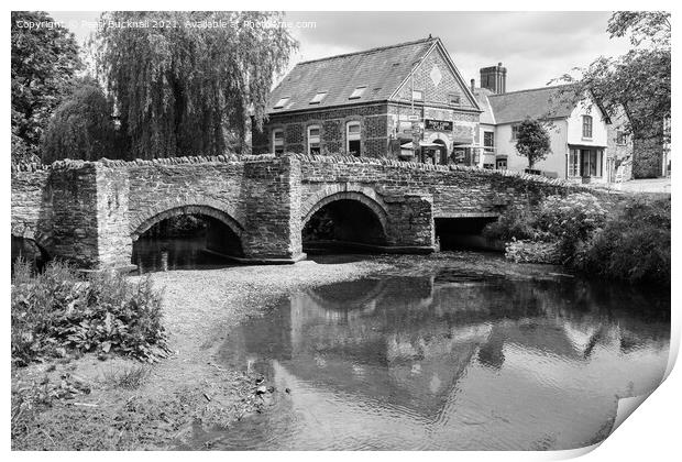Clun Bridge Shropshire in Black and White Print by Pearl Bucknall