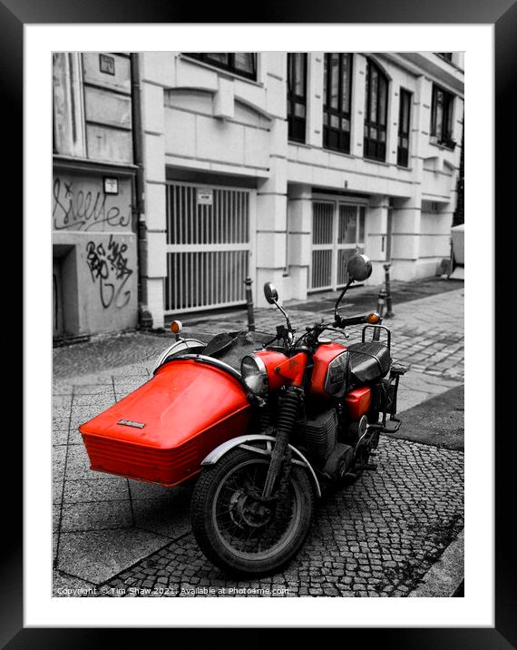 Red Bike and sidecar Framed Mounted Print by Tim Shaw