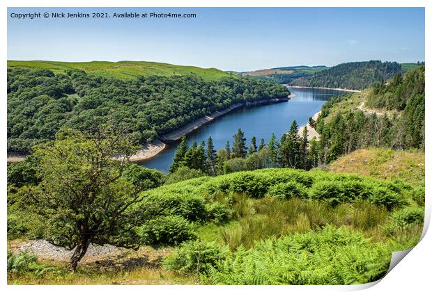 Section of Llyn Brianne Reservoir Carmarthenshire Print by Nick Jenkins