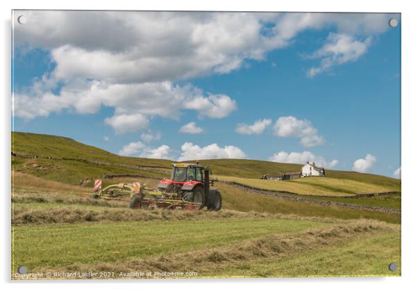 Haymaking at Binks House, Teesdale (2) Acrylic by Richard Laidler