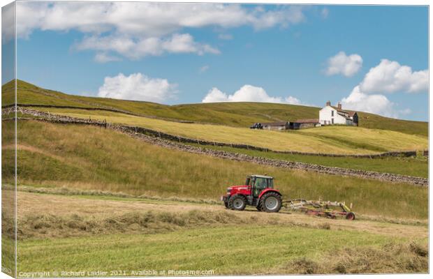 Haymaking at Binks House, Teesdale (1) Canvas Print by Richard Laidler